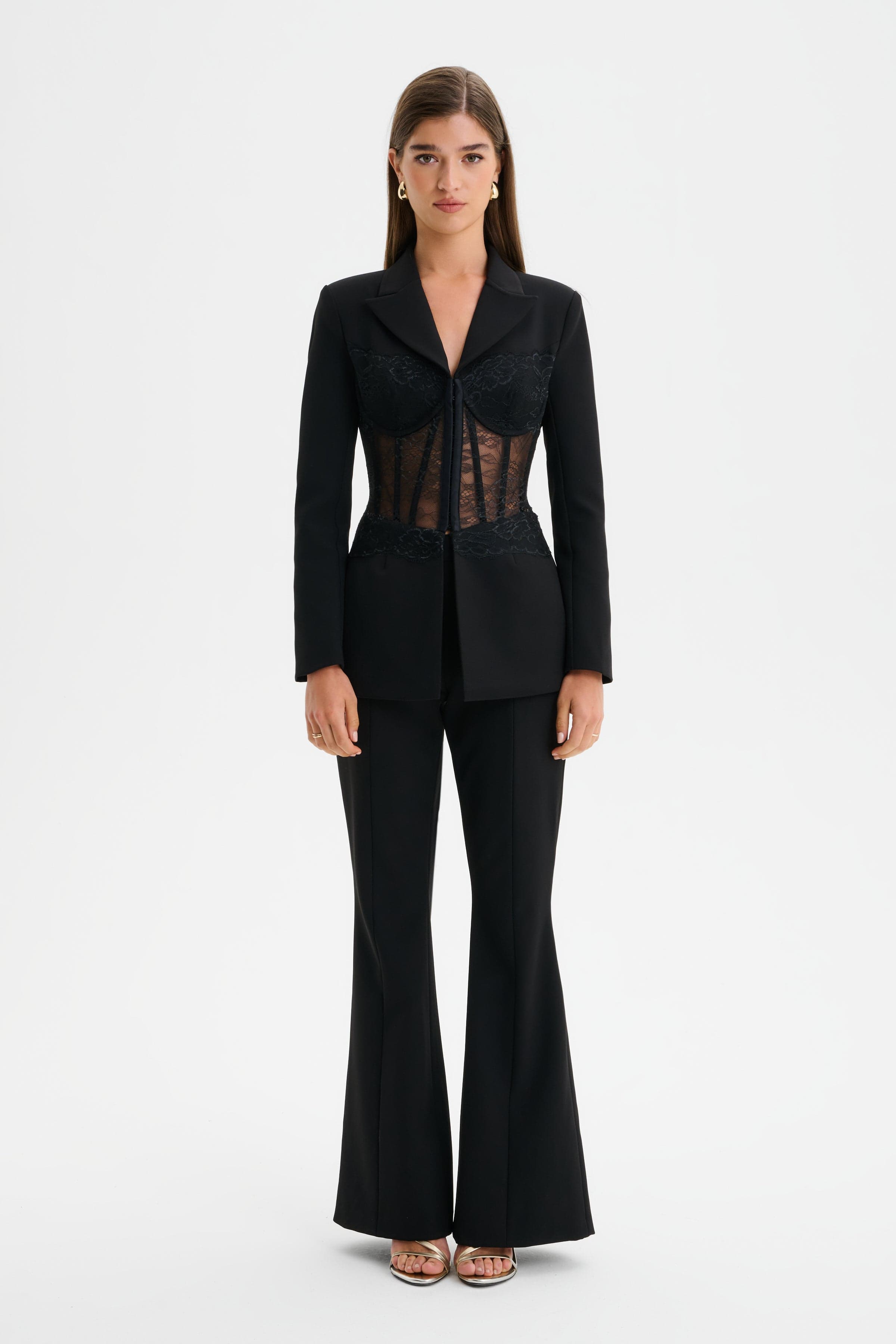 MACY Tailored Fit And Flare Trousers in Black