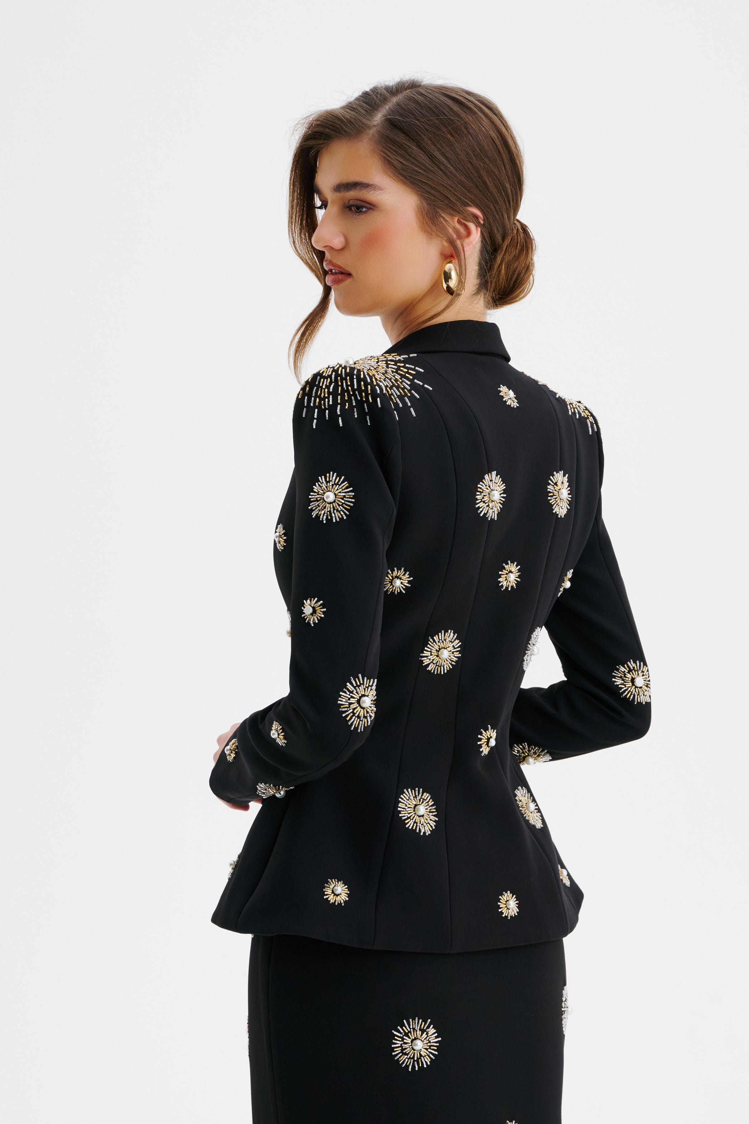 LOVISA Star Hand Embellished Sculptured Blazer In Black