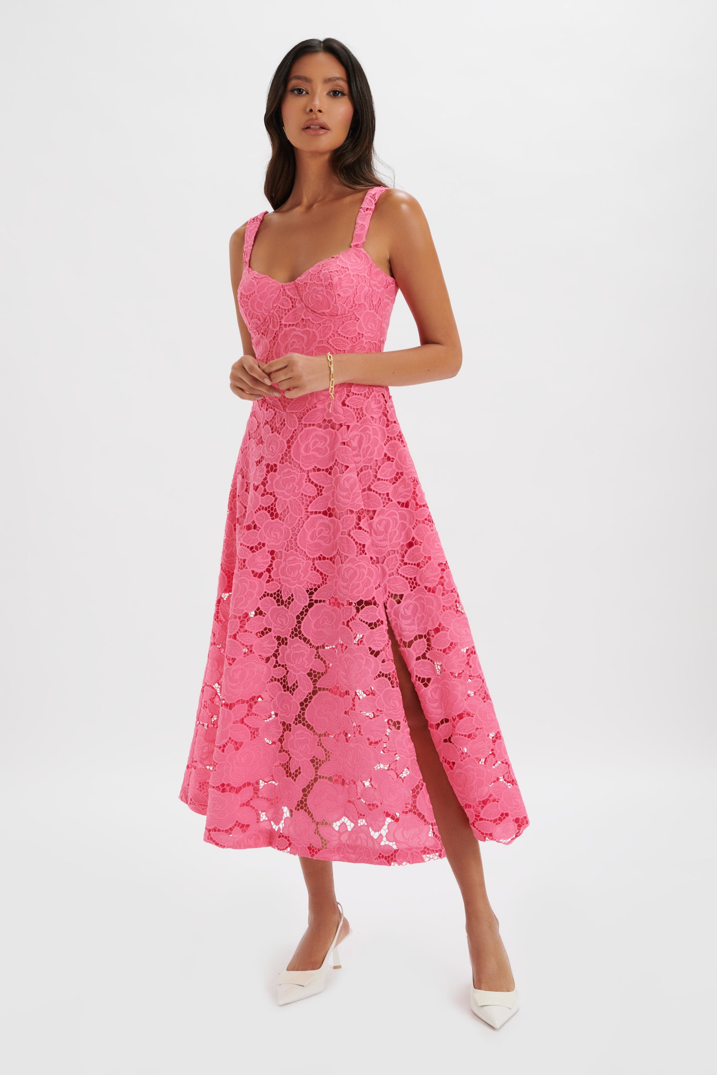 KIRA Broderie Anglais A-Line Sundress in Pink