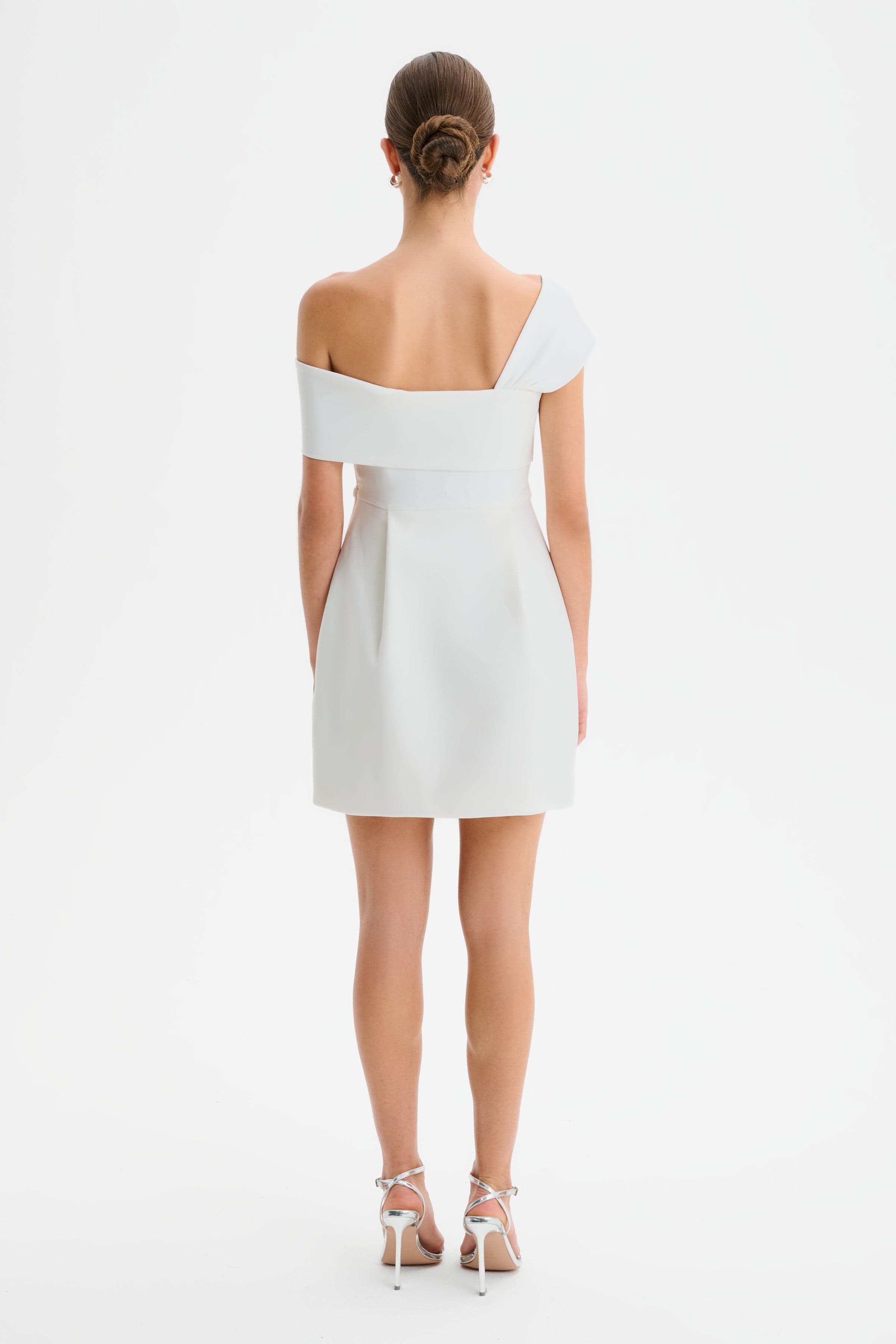 MILA Twisted One Shoulder Mini Dress in White