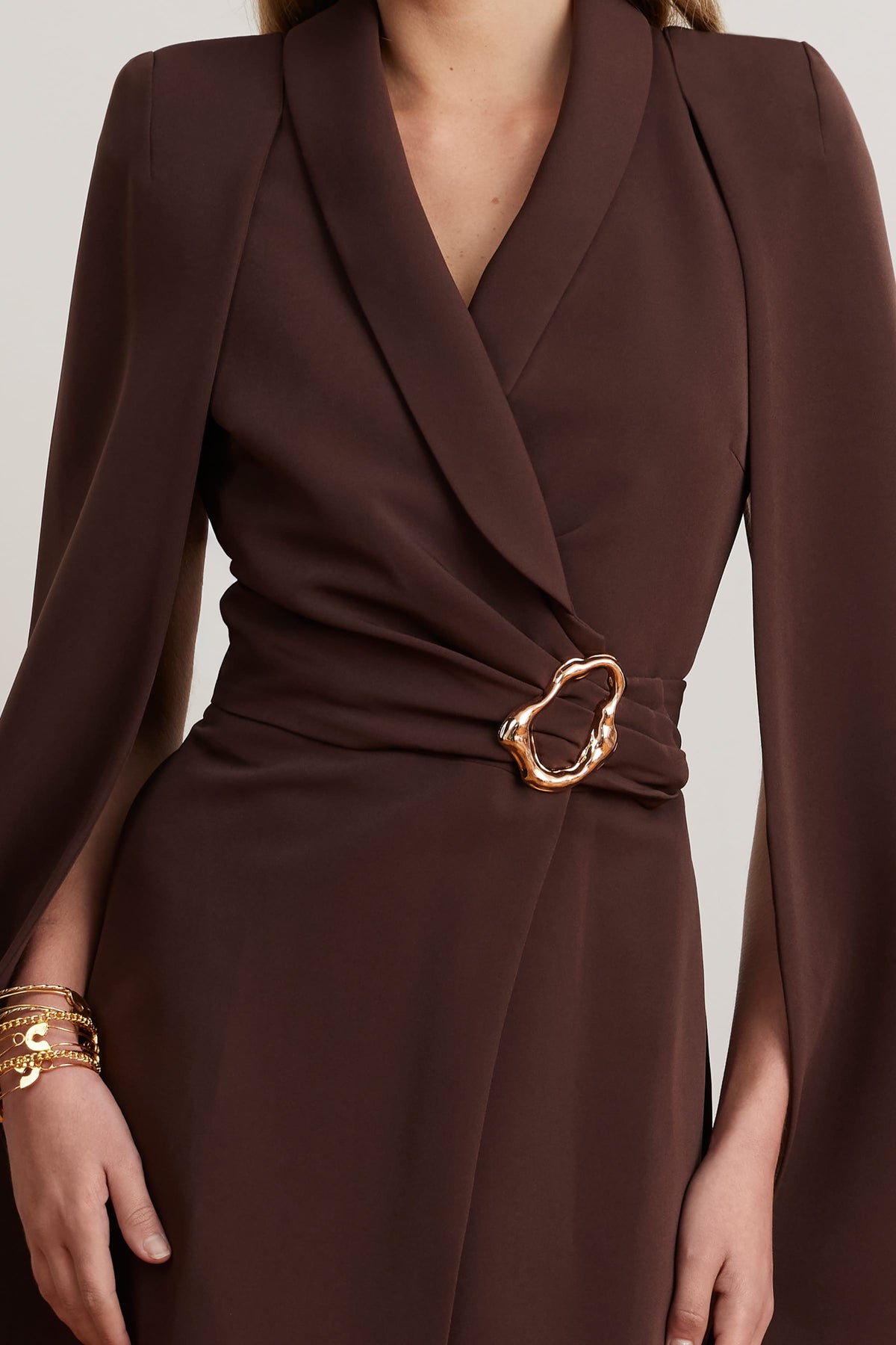 ALEXANDRA Cape Mini Dress in Brown