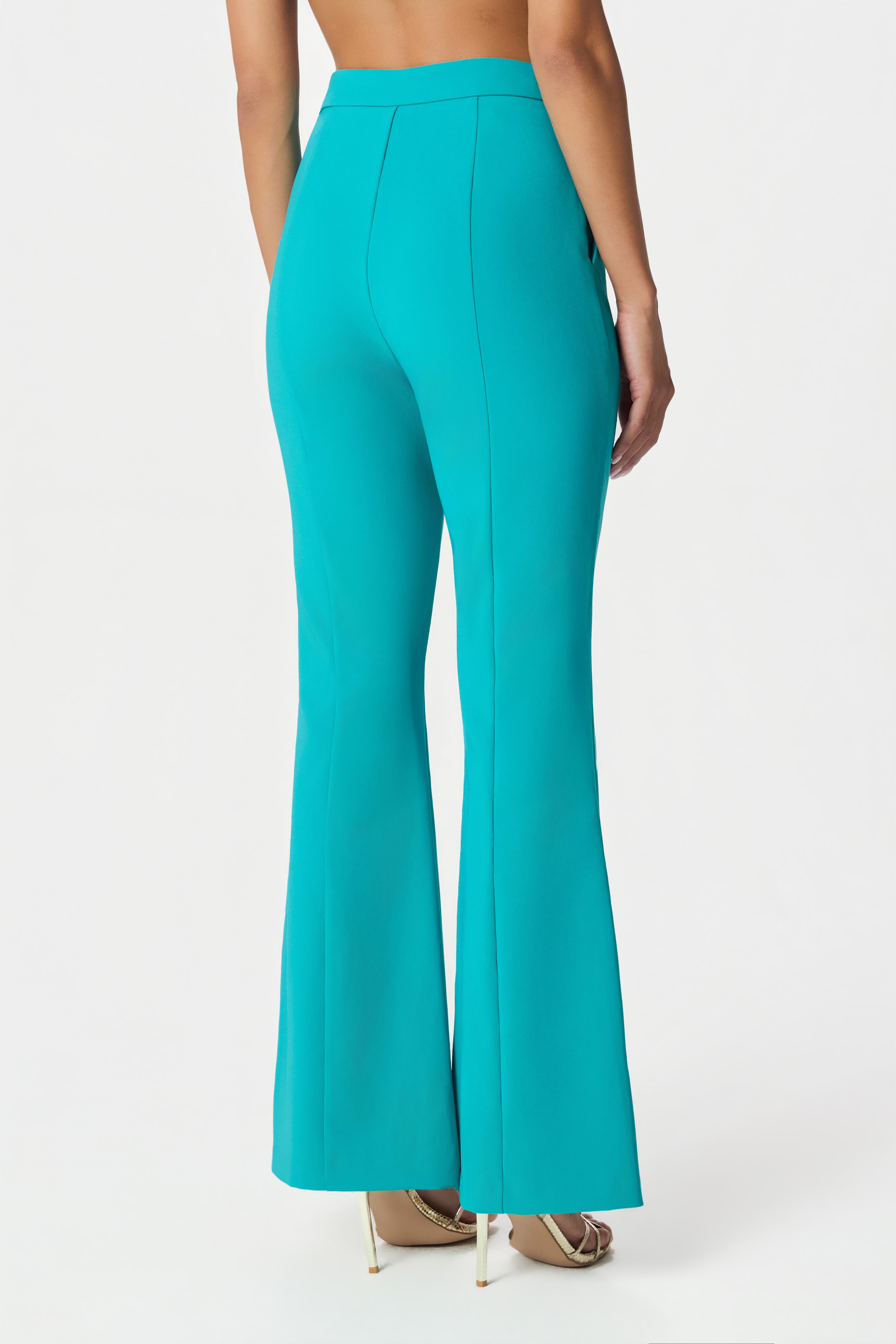 ALEXA Tailored Fit And Flare Pants In Teal Blue