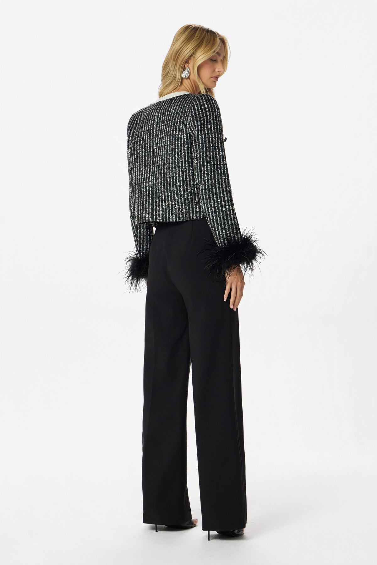 LILA Boucle Feather Jacket in Black