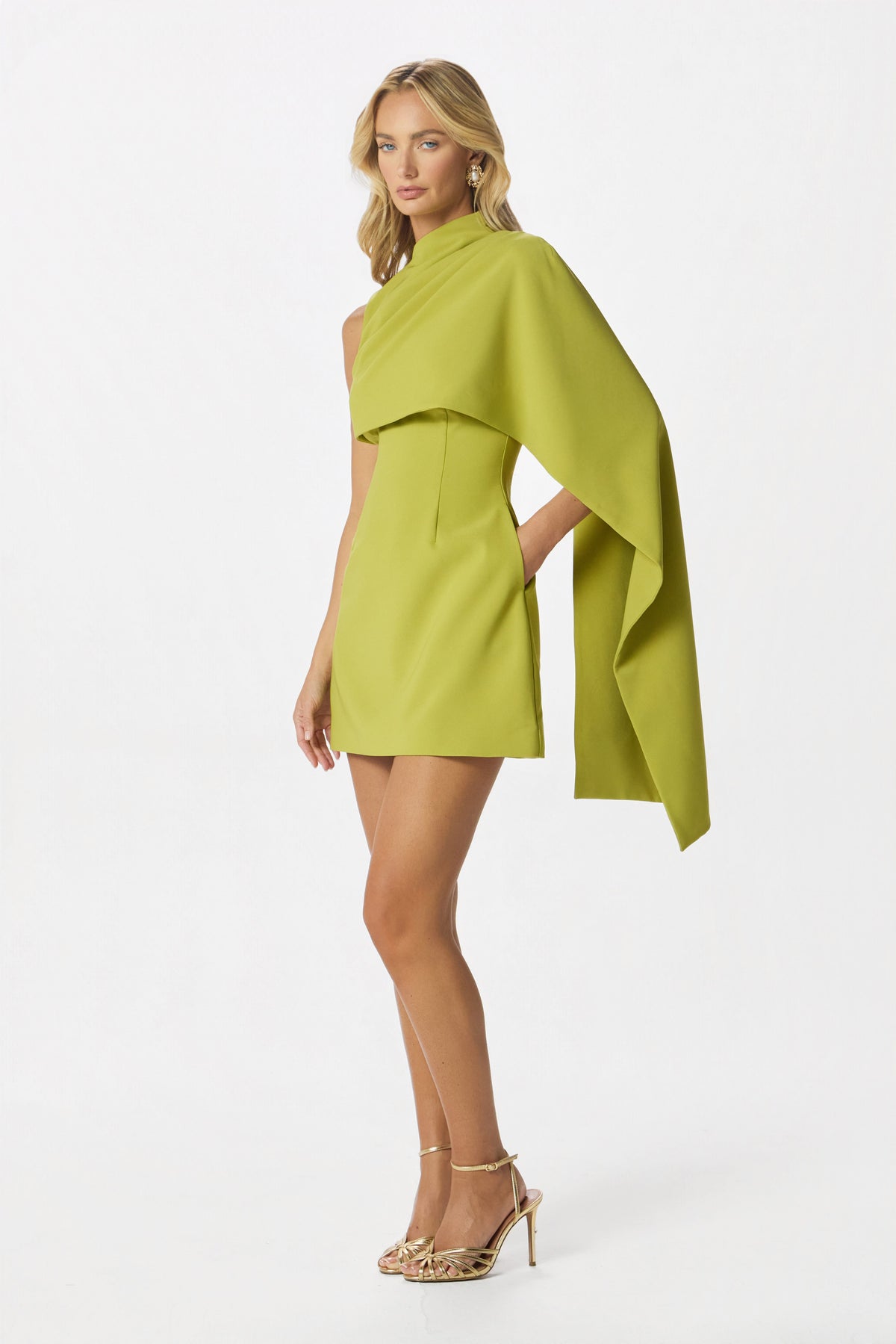 RHYLA High Neck Mini Dress in Chartreuse