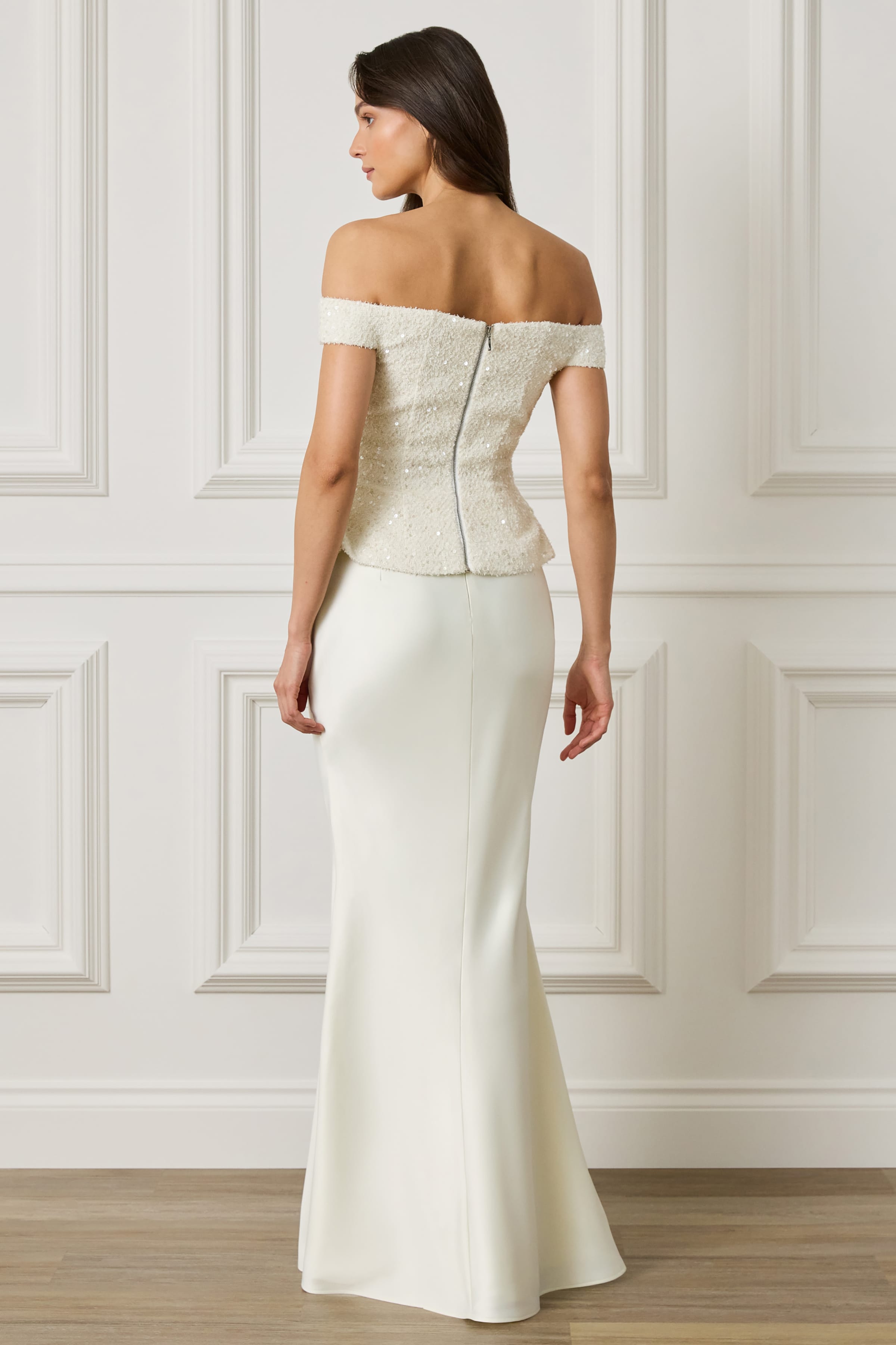 LENA Satin Maxi Skirt in Champagne