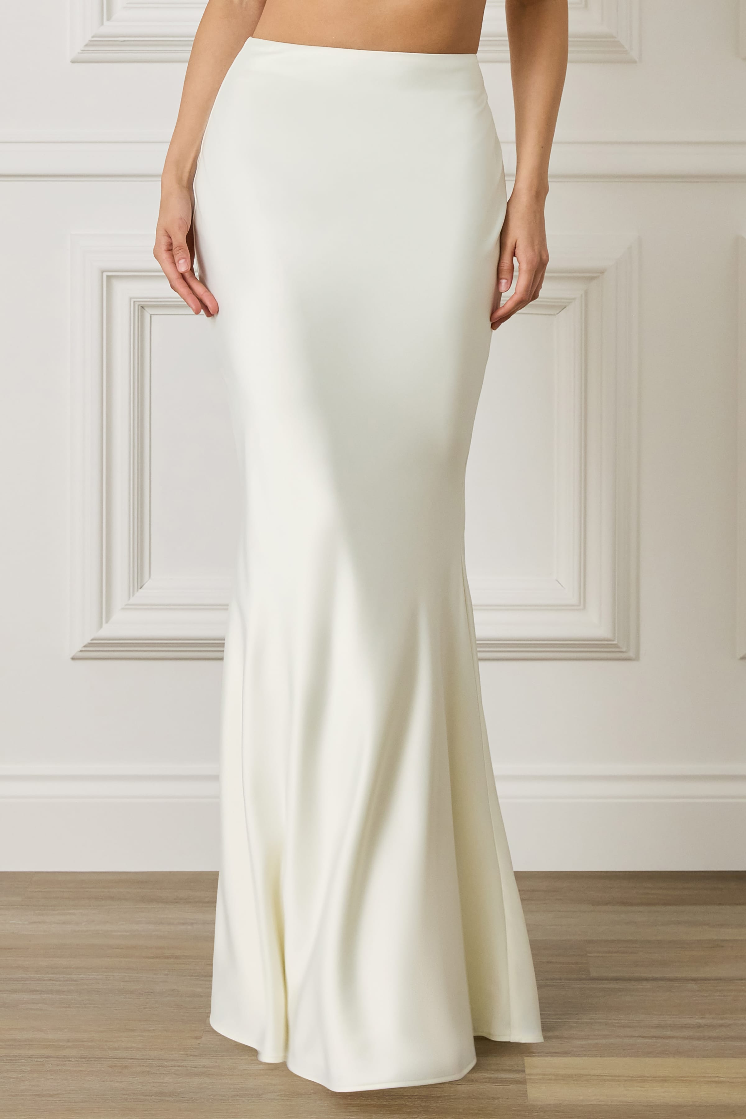 LENA Satin Maxi Skirt in Champagne