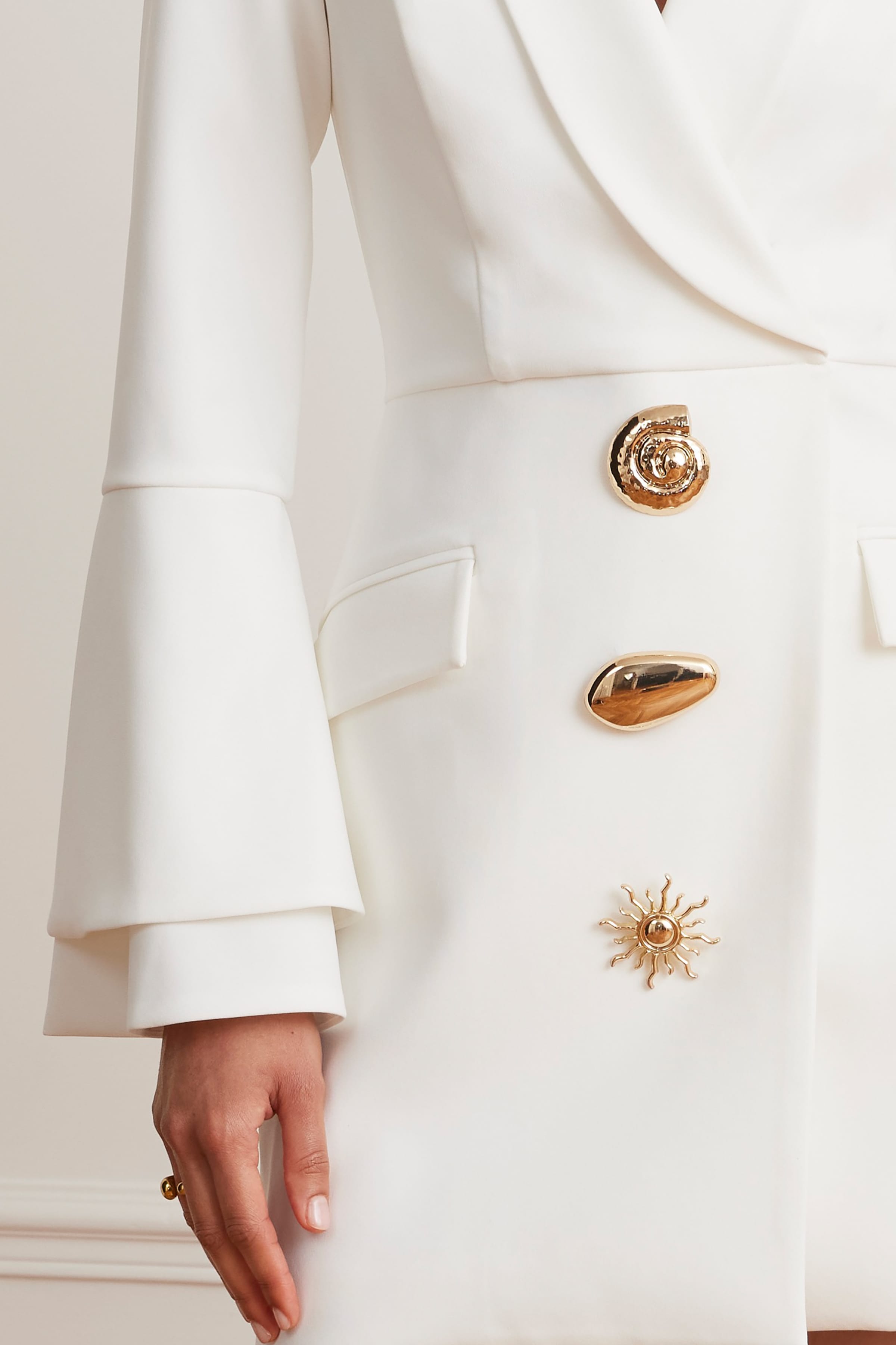 MARINA Embellished Blazer Dress in White