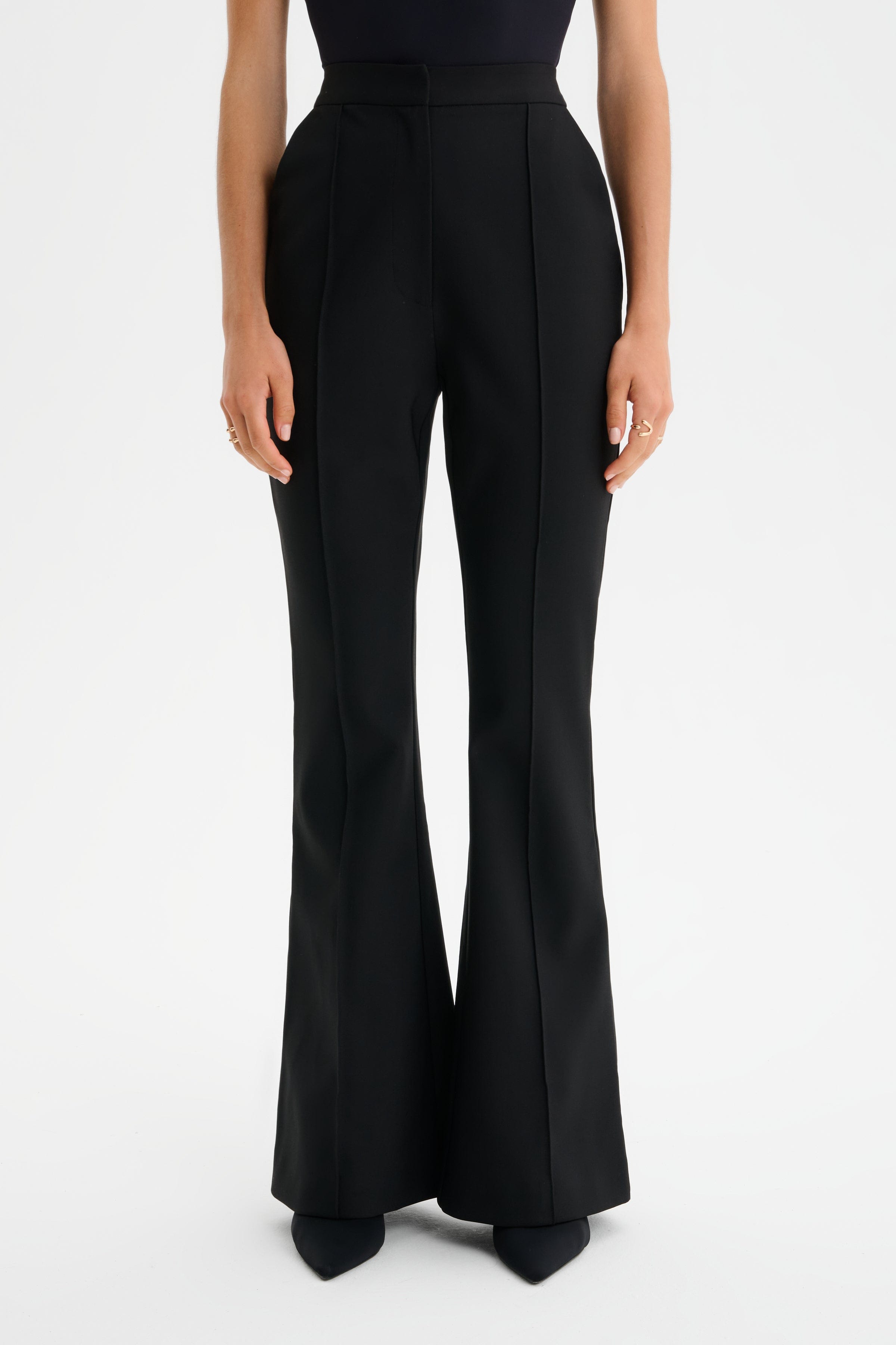 MAXINE Tailored Fit & Flare Trousers in Black