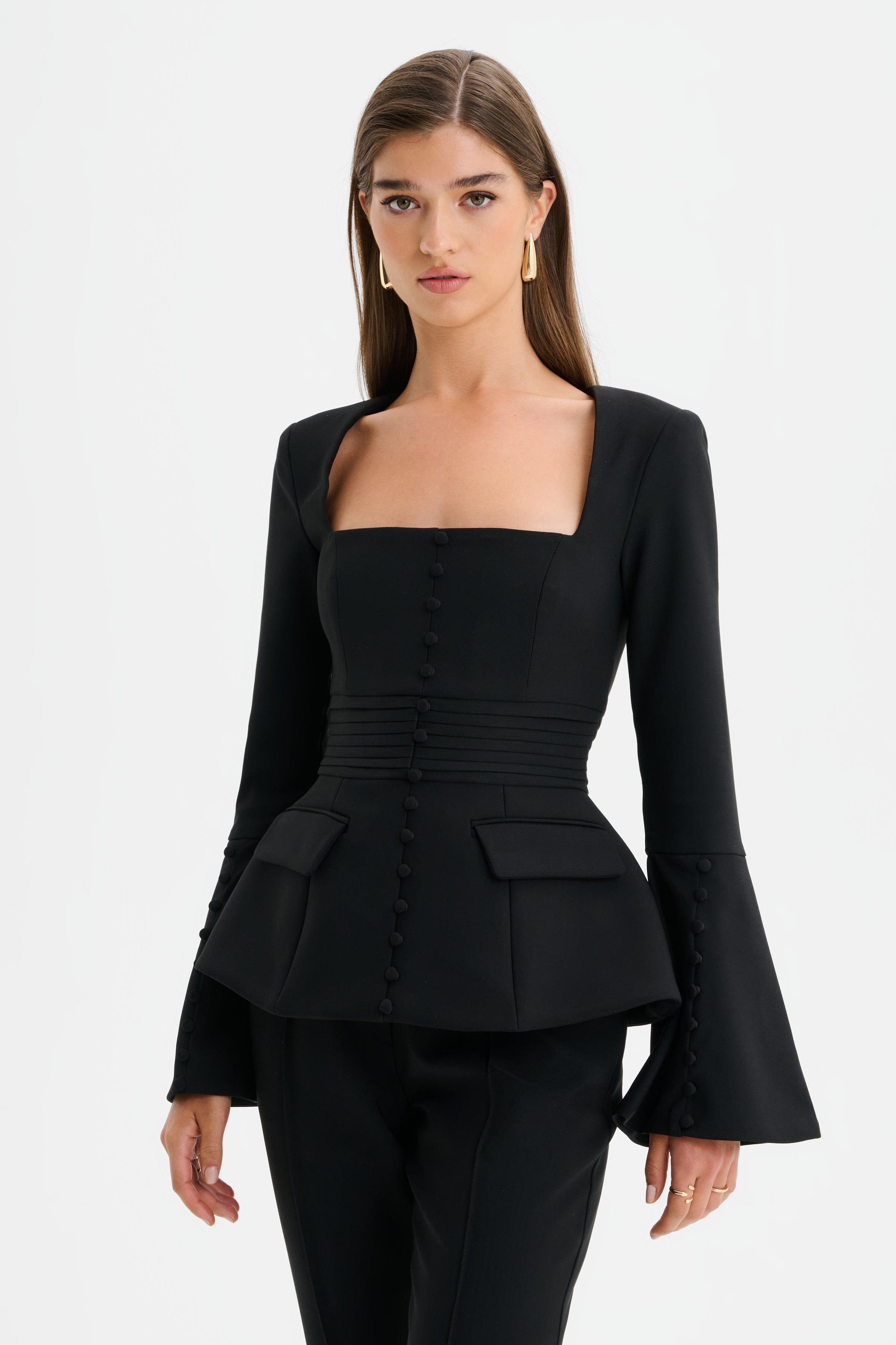HARPER Square Neck Hourglass Blazer in Black