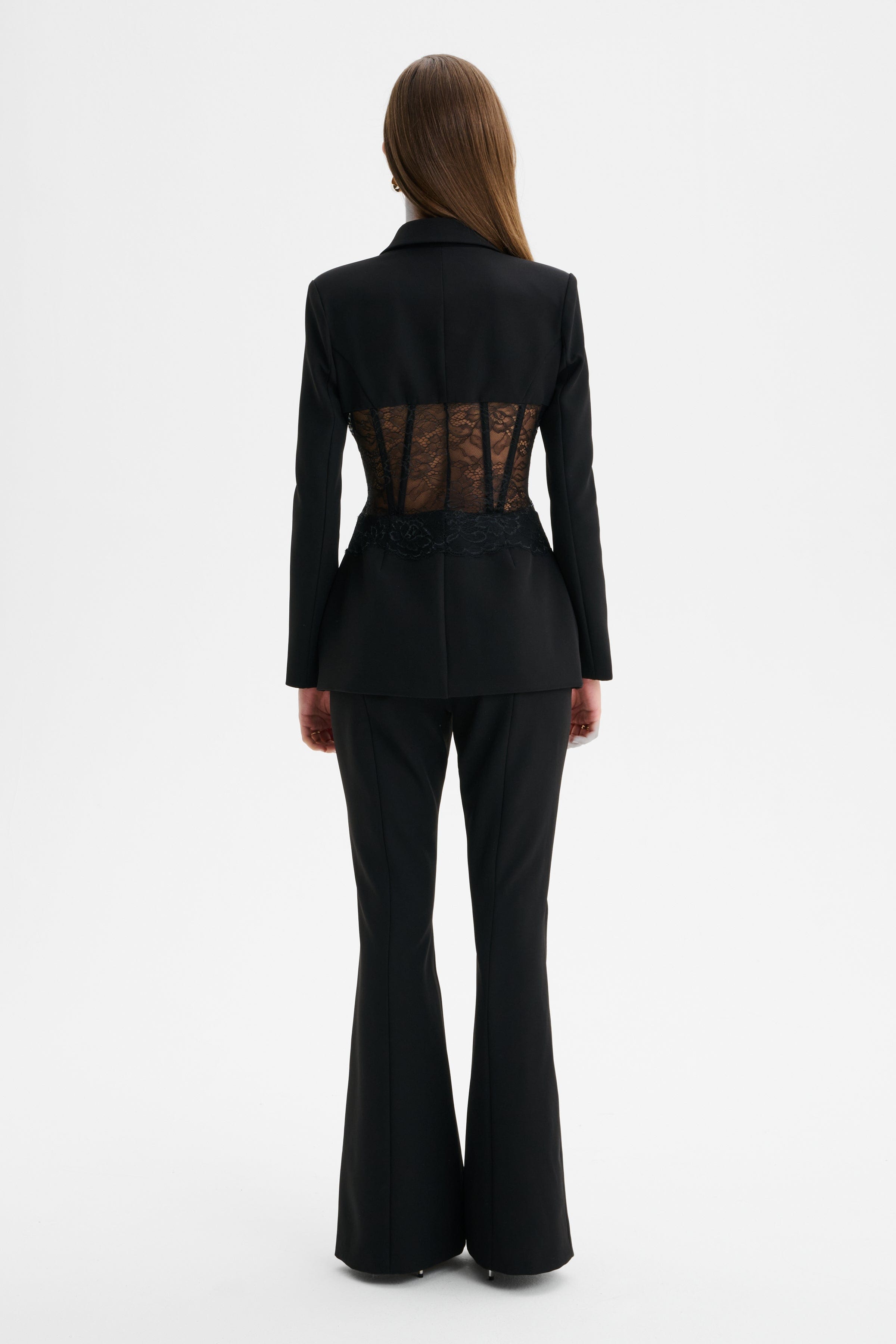 VIVIENNE Lace Corset Structured Blazer in Black