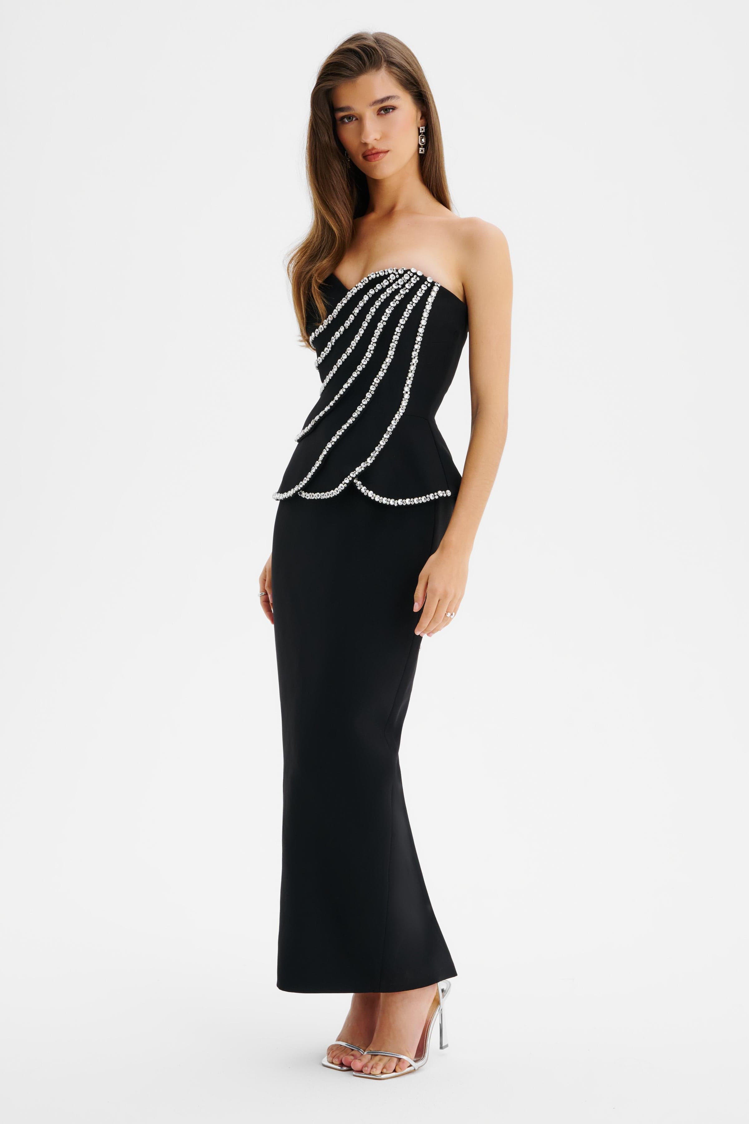 CELESTINE Embellished Mini Dress in Black