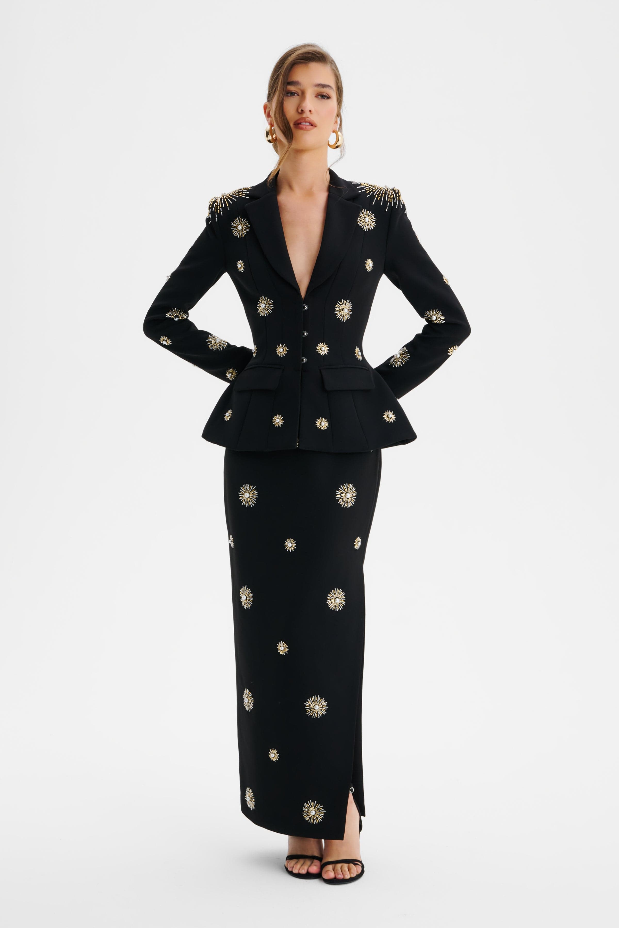 LOVISA Star Hand Embellished Sculptured Blazer In Black