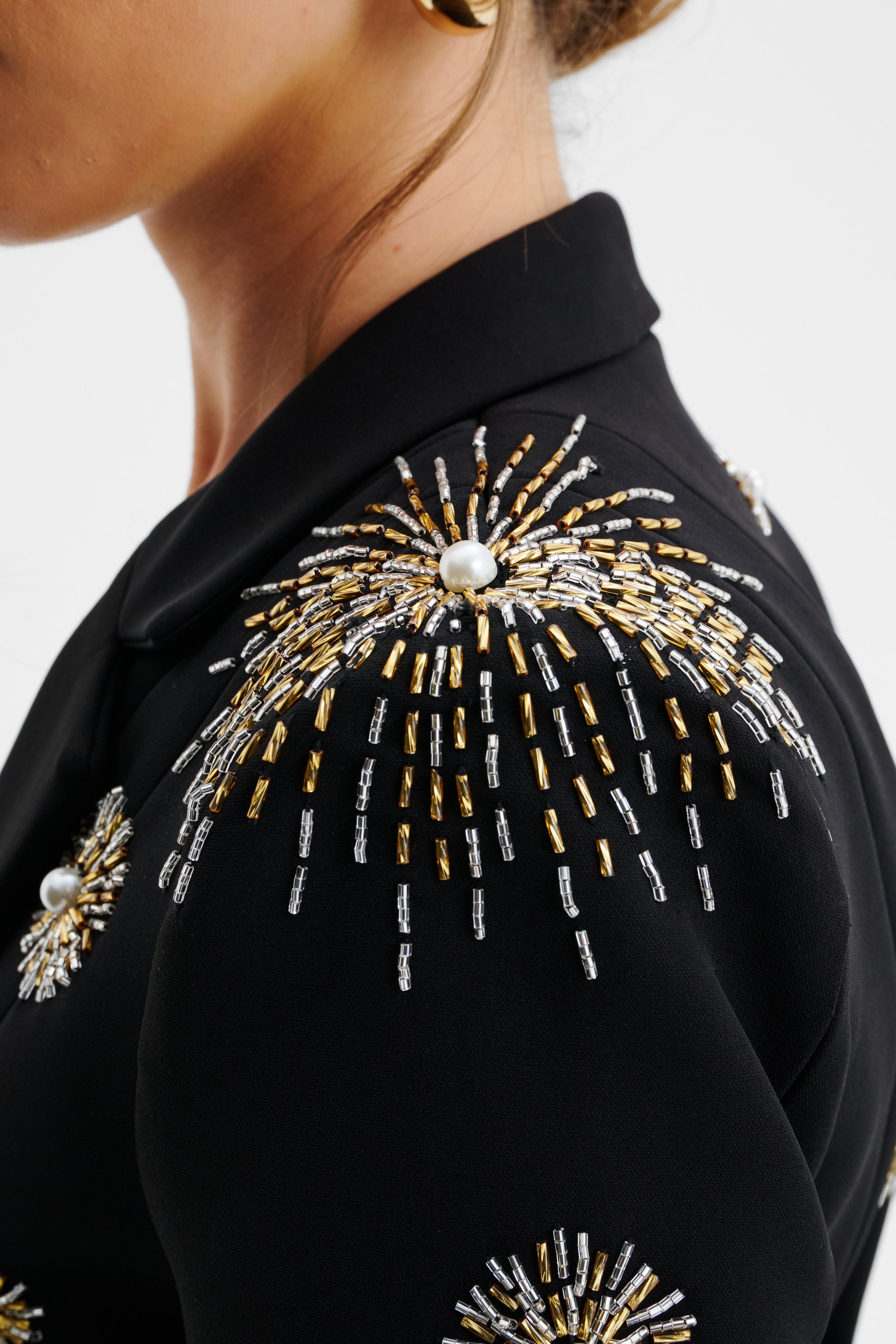 LOVISA Star Hand Embellished Sculptured Blazer In Black