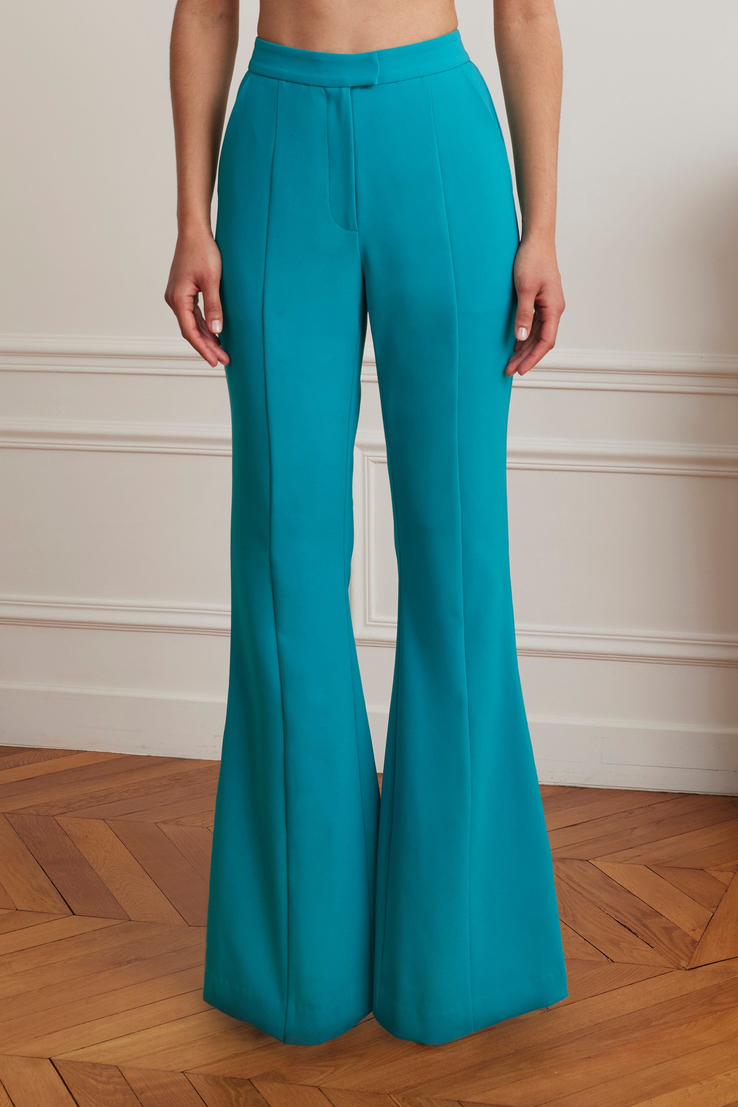 ALEXA Tailored Fit And Flare Trouser In Teal Blue