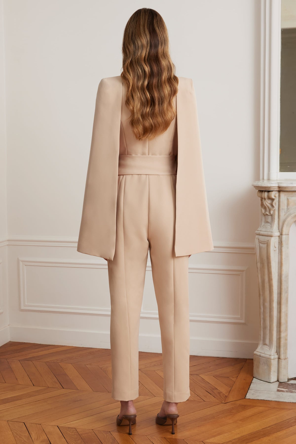 LILIA Cape Jumpsuit in Beige
