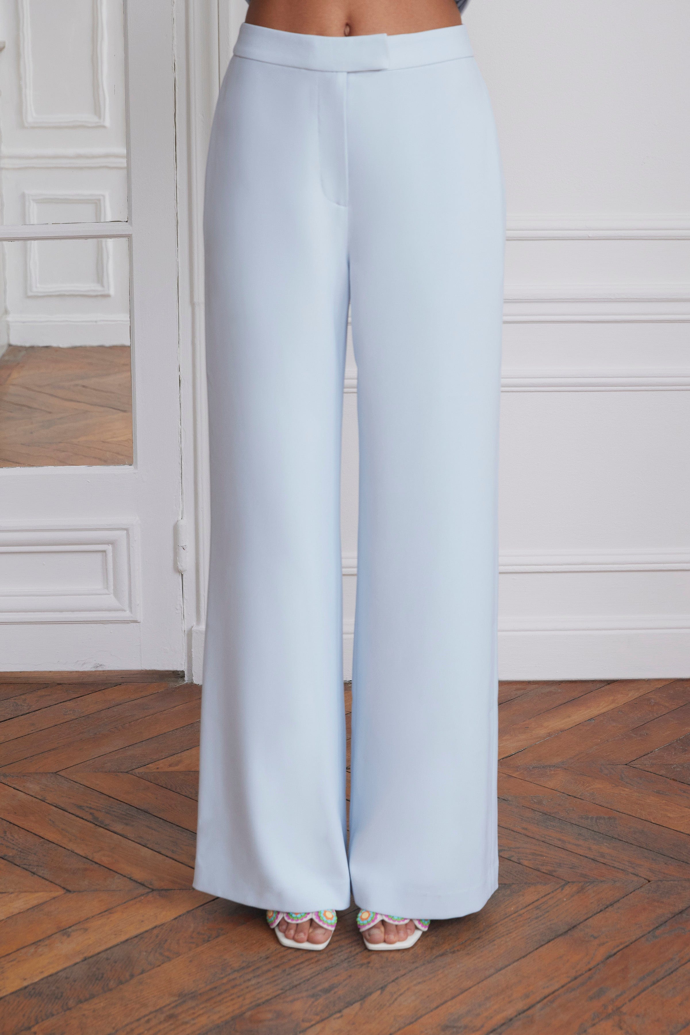 ELODIE Wide Leg Trousers In Powder Blue