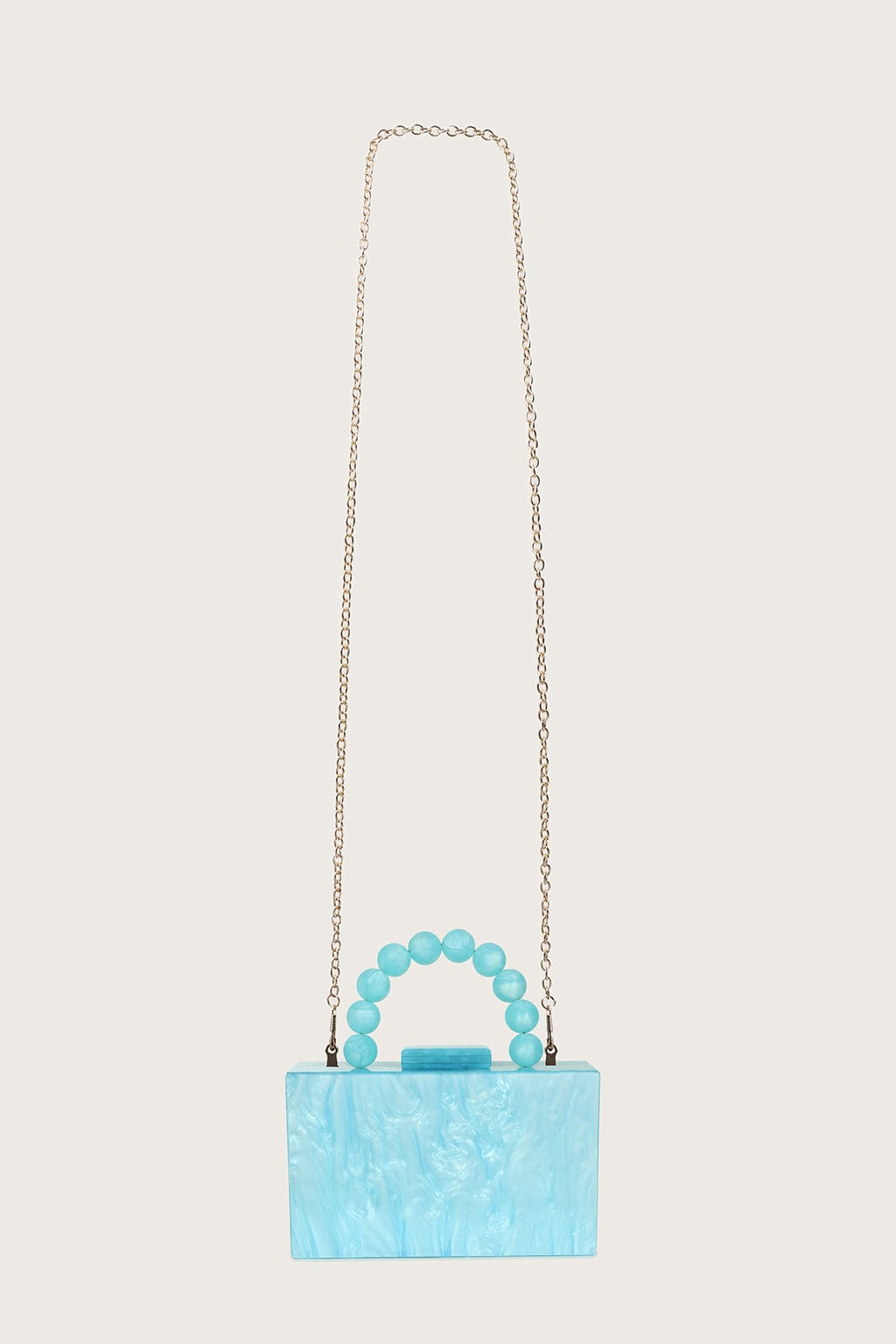 REYA Bead Handle Marbled Box Clutch Bag in Blue