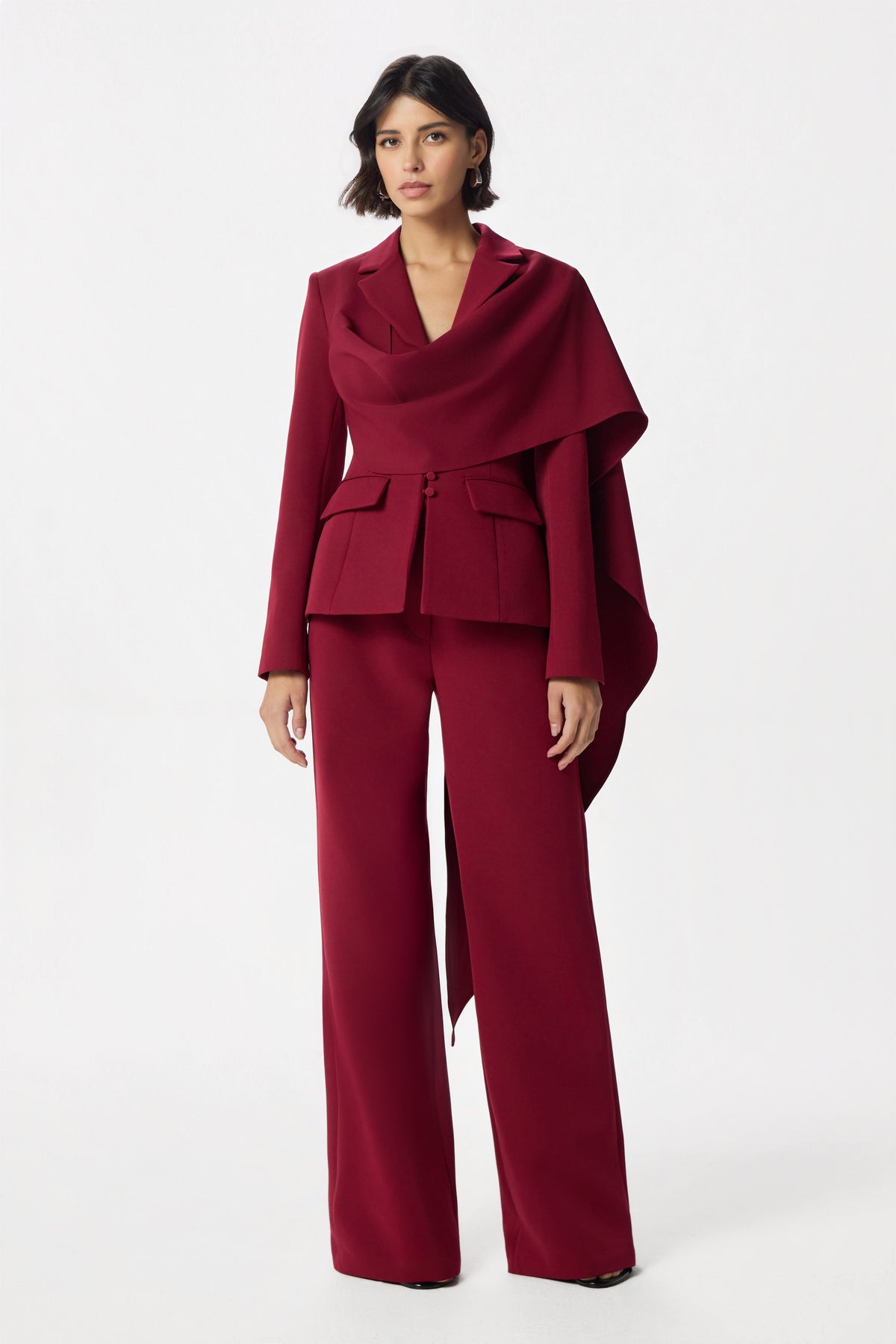 EMBER Cape Blazer in Burgundy