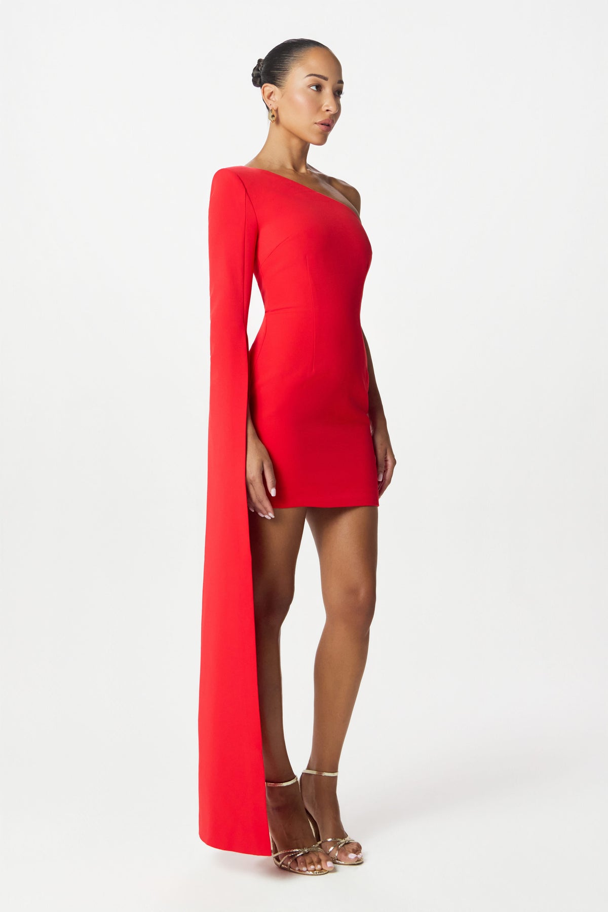 KATIE Asymmetric Mini Dress in Red