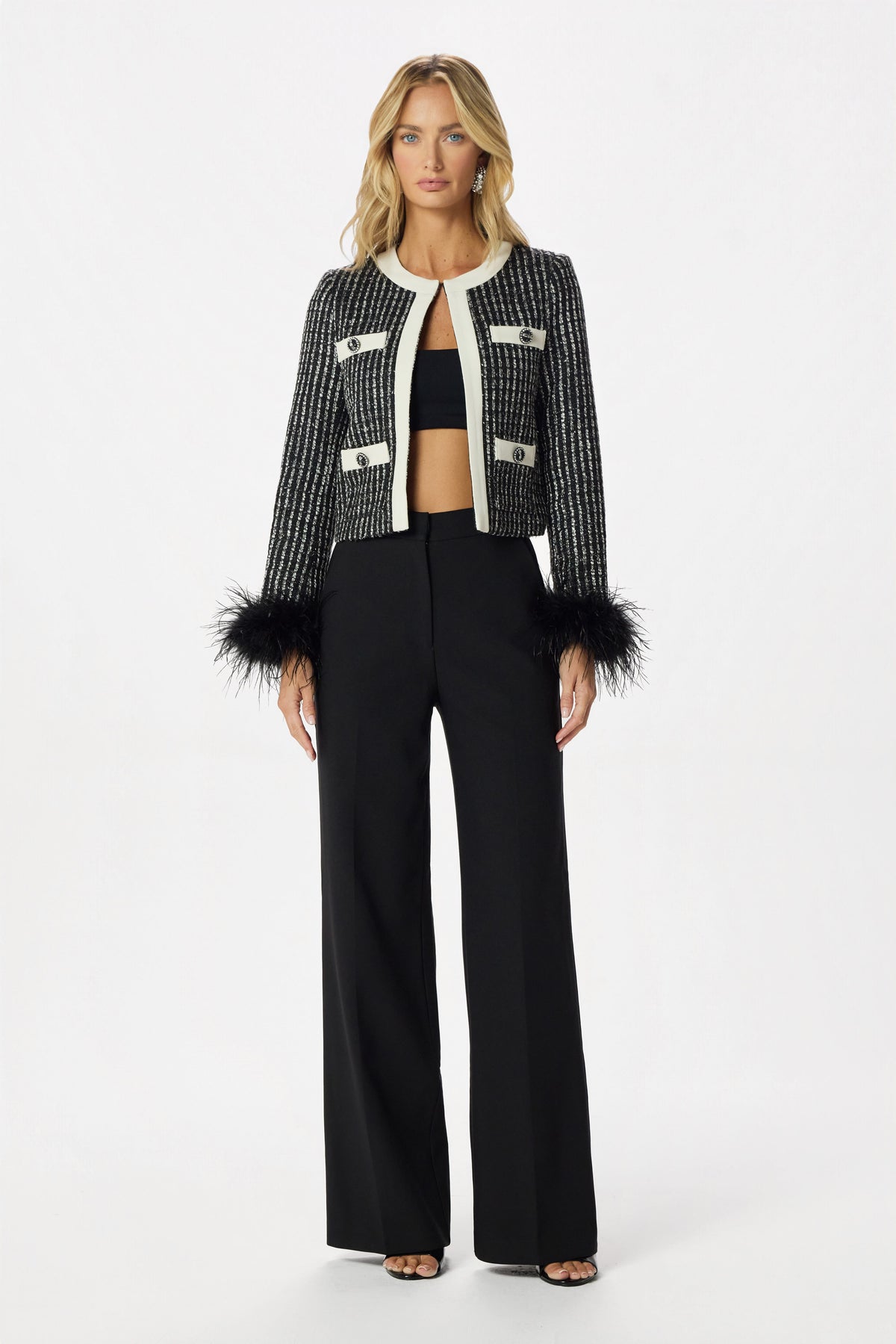 LILA Boucle Feather Jacket in Black